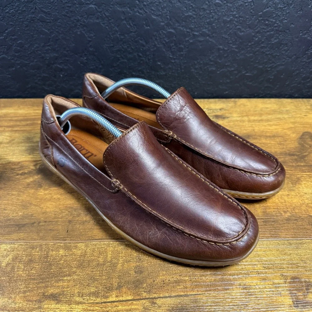 Born Nigel H30916 Brown Leather Slip On Loafers‎ Mens Size 10M